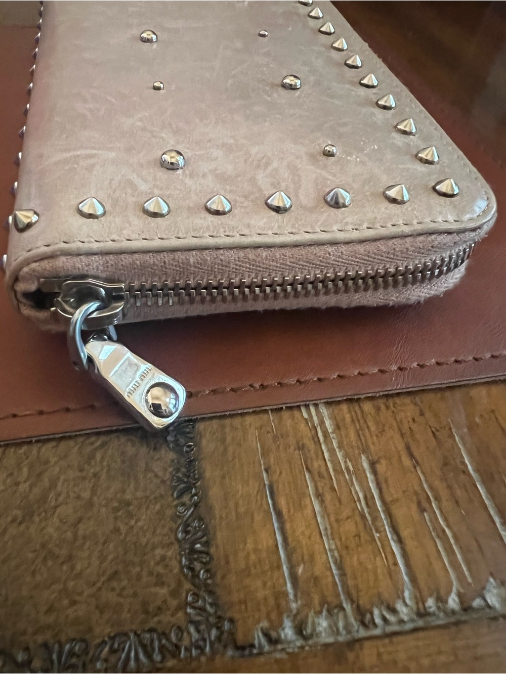 Miu Miu Studded Crystal Floral Zip Around Wallet in Blush! EUC! - Picture 3 of 8